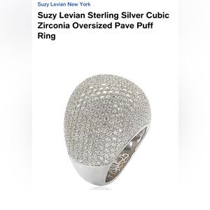 New Suzy Levian Sterling Silver Cubic Zirconia Oversized Pave Puff Ring gorgeous